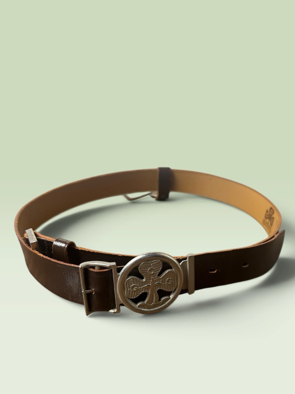 Vintage Girl Guides of Canada Brown Leather Uniform Belt Size 28